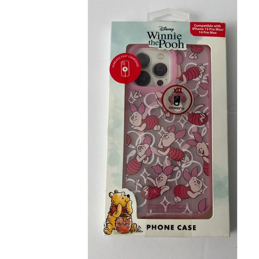 Disney Winnie the Pooh Piglet iPhone 13 14 Pro Max Case‎ Pink Wireless Charging